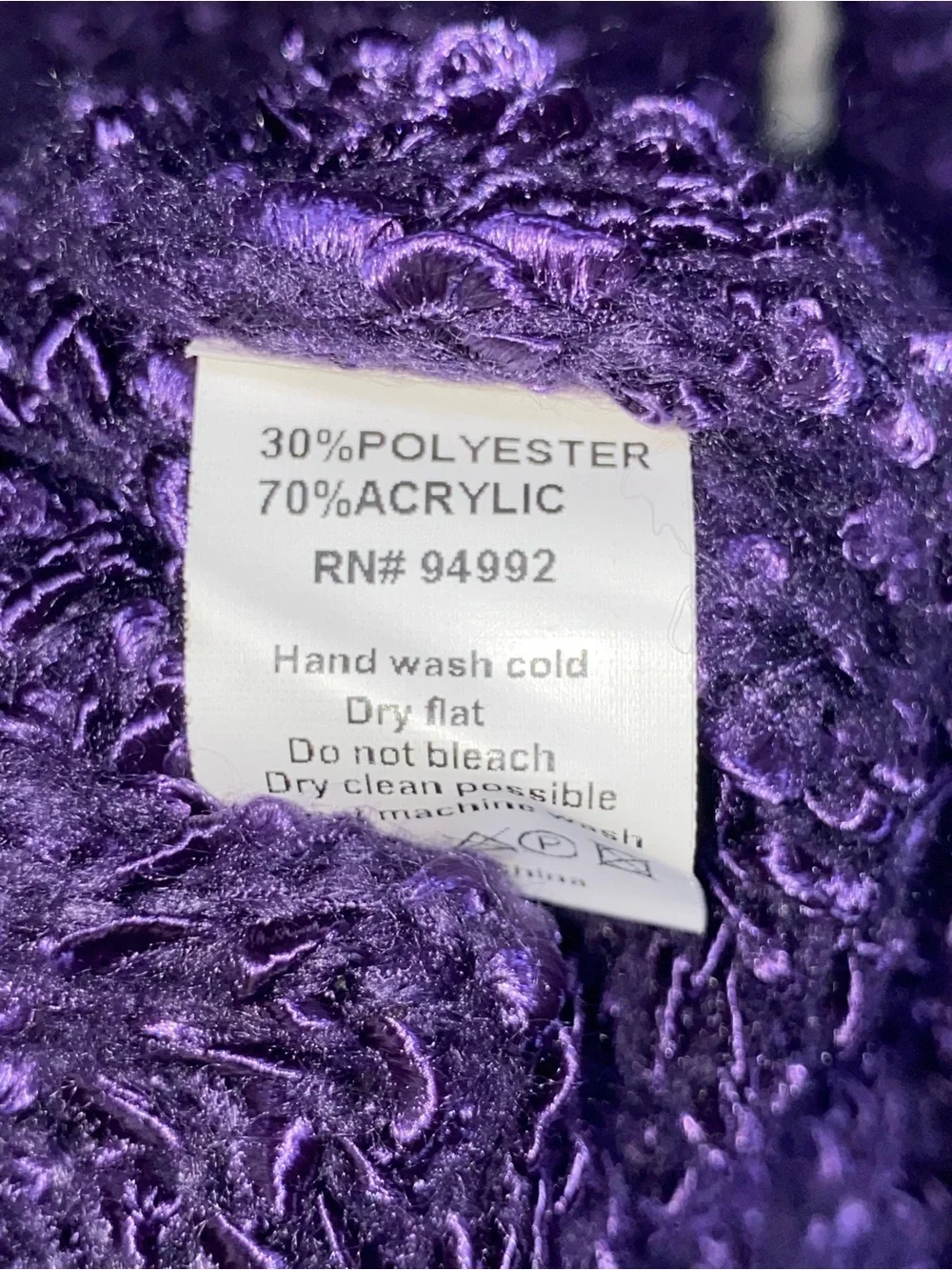 Patrizia Luca Purple Textured Knit Ruffle Longline Cardigan Sweater Coat Size S